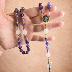 Amethyst, Hematite, & Moonstone Rosary