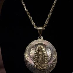 10k Gold Milano Chain With Virgin Mary Pendant 10k Gold