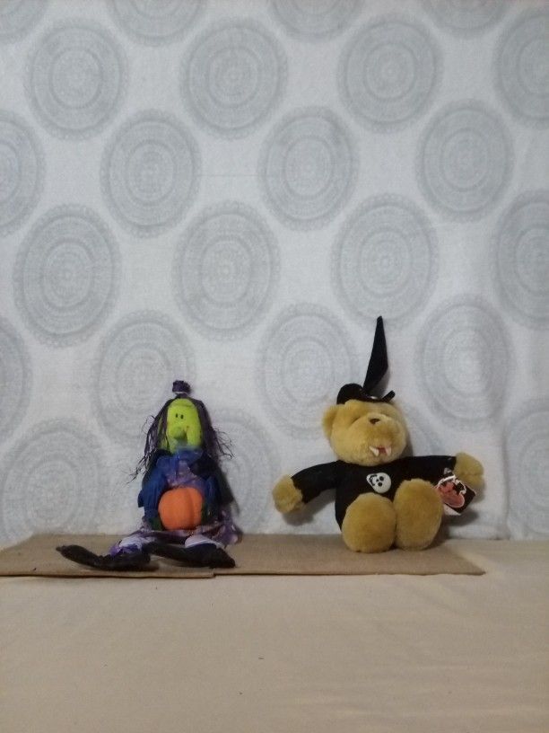 Vintage Plush vampire Bear With Witch