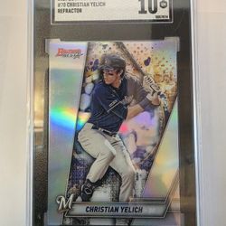2019 Bowman's Best #70 Christian Yelich Refractor baseball card, graded SGC 1