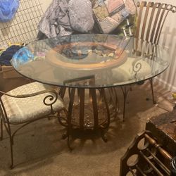 4 Chair Glass Table Set