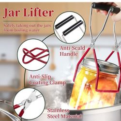 8 Sets of Regular  Mason Jar Lids and Rings, Split Lid with , jar lifter