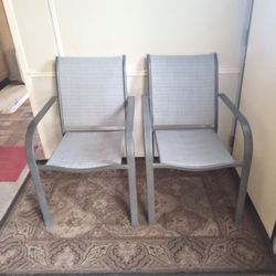 "PAIR" OF GRAY STACKABLE PATIO CHAIRS/ LAWN CHAIRS 