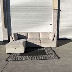 Thomasville Tisdale 4-Piece Fabric Modular Sectional with Storage Ottoman-🚚 FREE DELIVERY AVAILABLE