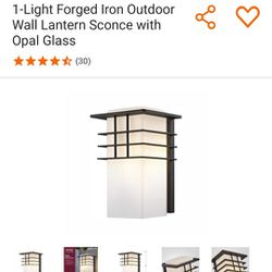 Home Decorators Collection 1-Light Forged Iron Outdoor Wall Lantern Sconce with Opal Glass