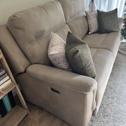 Beige Power Reclining Sofa