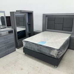 New Grey Bedroom Set (King/Queen/Full)