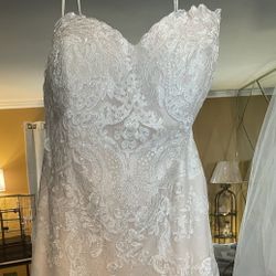 Plus Size Wedding Dress w/ Veil - OBO