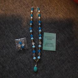 Genuine Turquoise Howlite and Glass Necklace