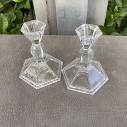 Pair Of Glass Candlesticks