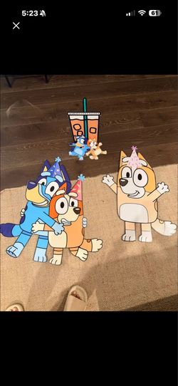 3 Bluey Party Cardboard Cutouts
