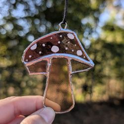 Small Stained Glass Mushroom Sun Catcher 