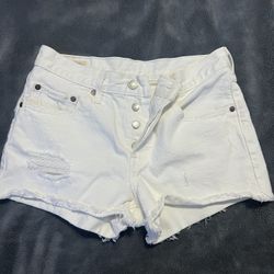 White Levi Shorts 