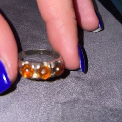 Ballistic Sterling Silver 3 Amber Stone Vintage Ring