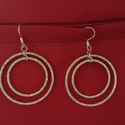 Nordstrom Sterling Silver Dancing Double Hoops Earrings