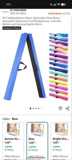 Gymnastics balance beam, folding, 8 feet