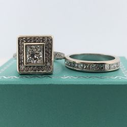 14k white gold 2.23ct diamond ring set size 6