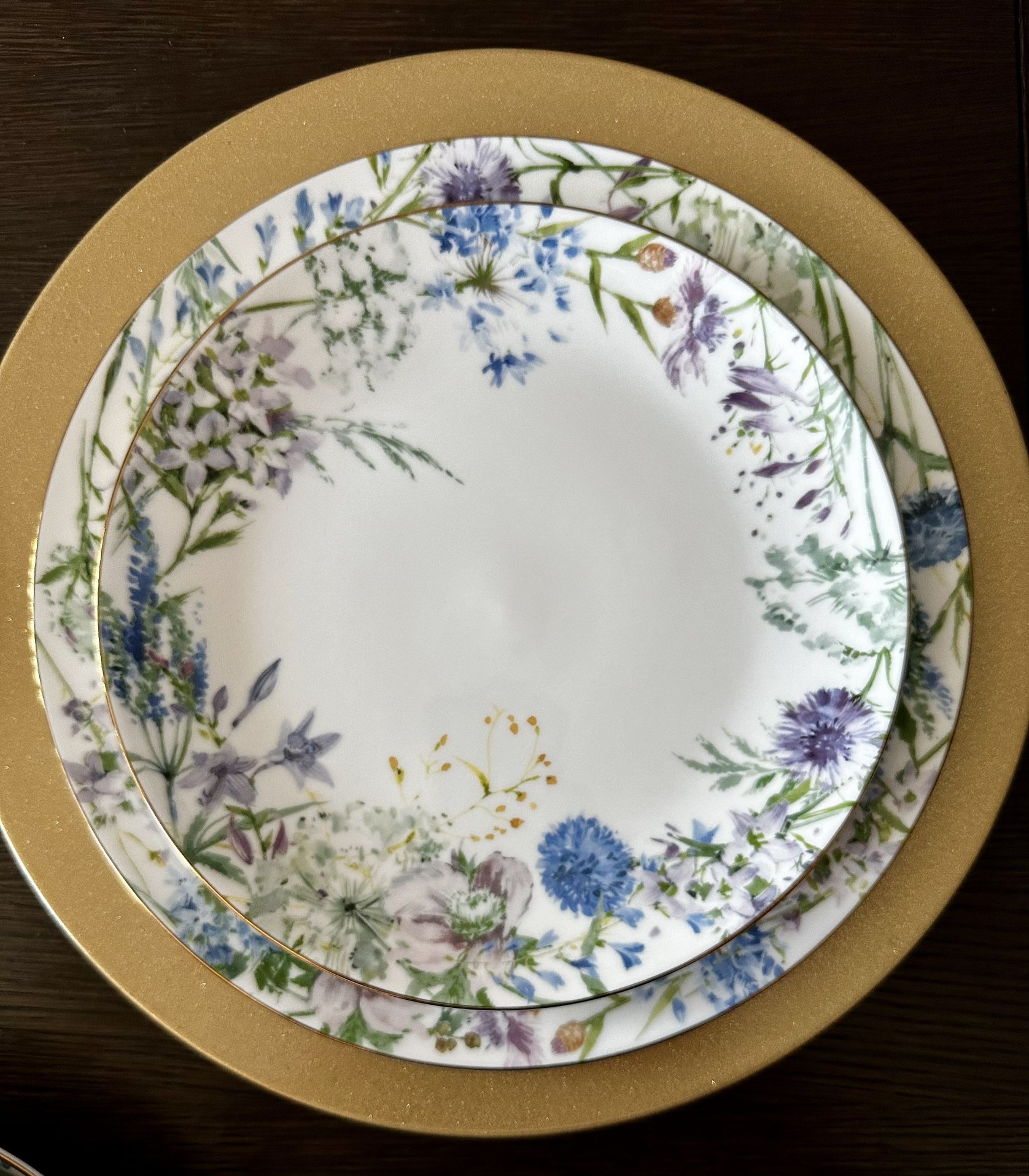 Brand New!!! 8 Piece Set~ Gold Trim Dinner and Salad Plates ~ William Sonoma