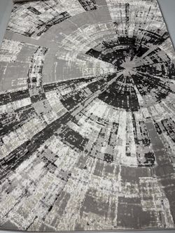 Abstract Gray and Black Area Rug