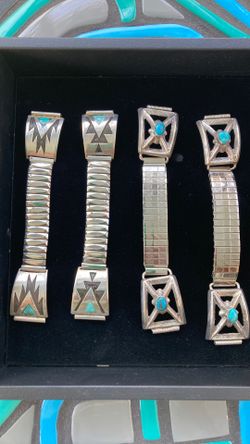 Various vintage Navajo and Hopi watch bands