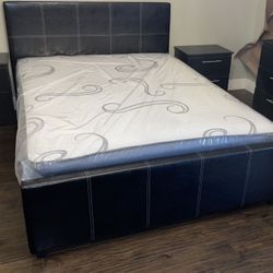 NEW BED FRAME FULL SIZE WITH MATTRESS AND BOX SPRING