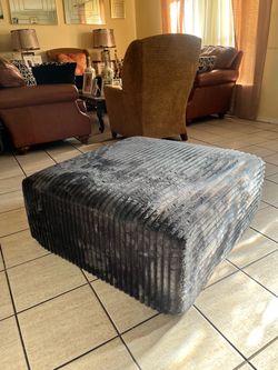 Oversized Gray Plush Ottoman / Coffee Table