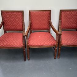 3 Mid-Century Solid Wood Chairs With arm Rest