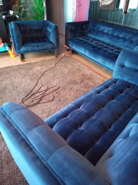Sofa,Love Seat & Chair Set (Royal Blue)
