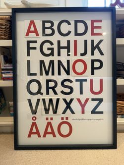 Olunda Alphabet Swedish Modern Pop Art Framed Poster Anna Larsson Vintage 1999 IKEA