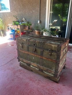 19th Century Victorian Period Pine Decorative Trunk