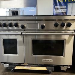 WOLF 48”WIDE DUAL FUEL RANGE STOVE STAINLESS STEEL 