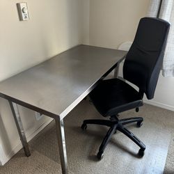 Silver Desk and Chair