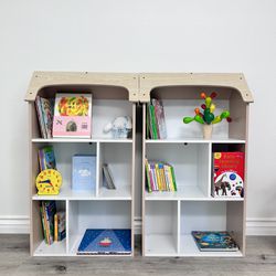 one white bookshelf for kids wooden house shaped shelf