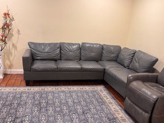 Gray Leather Sectional Sofa