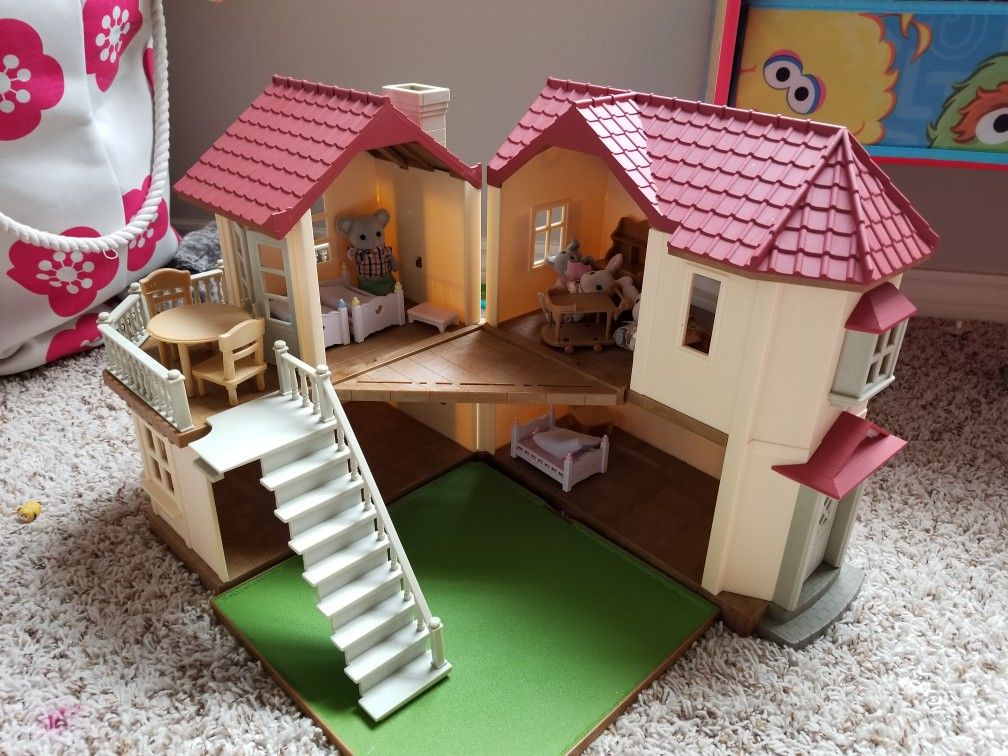 Calico critters red roof country home gift set