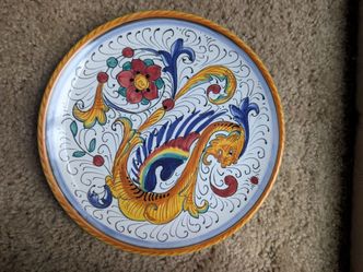 Francesca Niccacci Florentine Dragon and  Peacock Wall Plate: