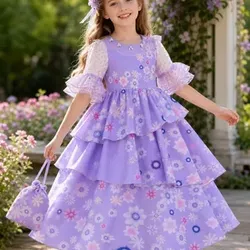 Encanto Isabella Floral Layered Purple Costume Dress Size 8-10