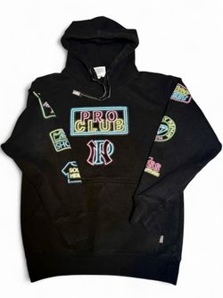 Nothing Personal *Dead Stock* Pro Club Neon Liquor Store Ads black hoodie with neon patches - Size Small
