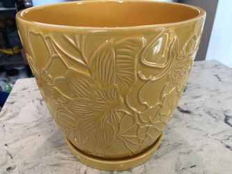 Vibrant yellow ceramic planter