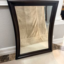 27 W x 34 H Rectangular Wood Frame Wall Bathroom Vanity Mirror In Dark Brown 