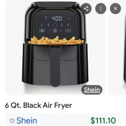 6 Qt. Black Air Fryer with Digital Touch Control