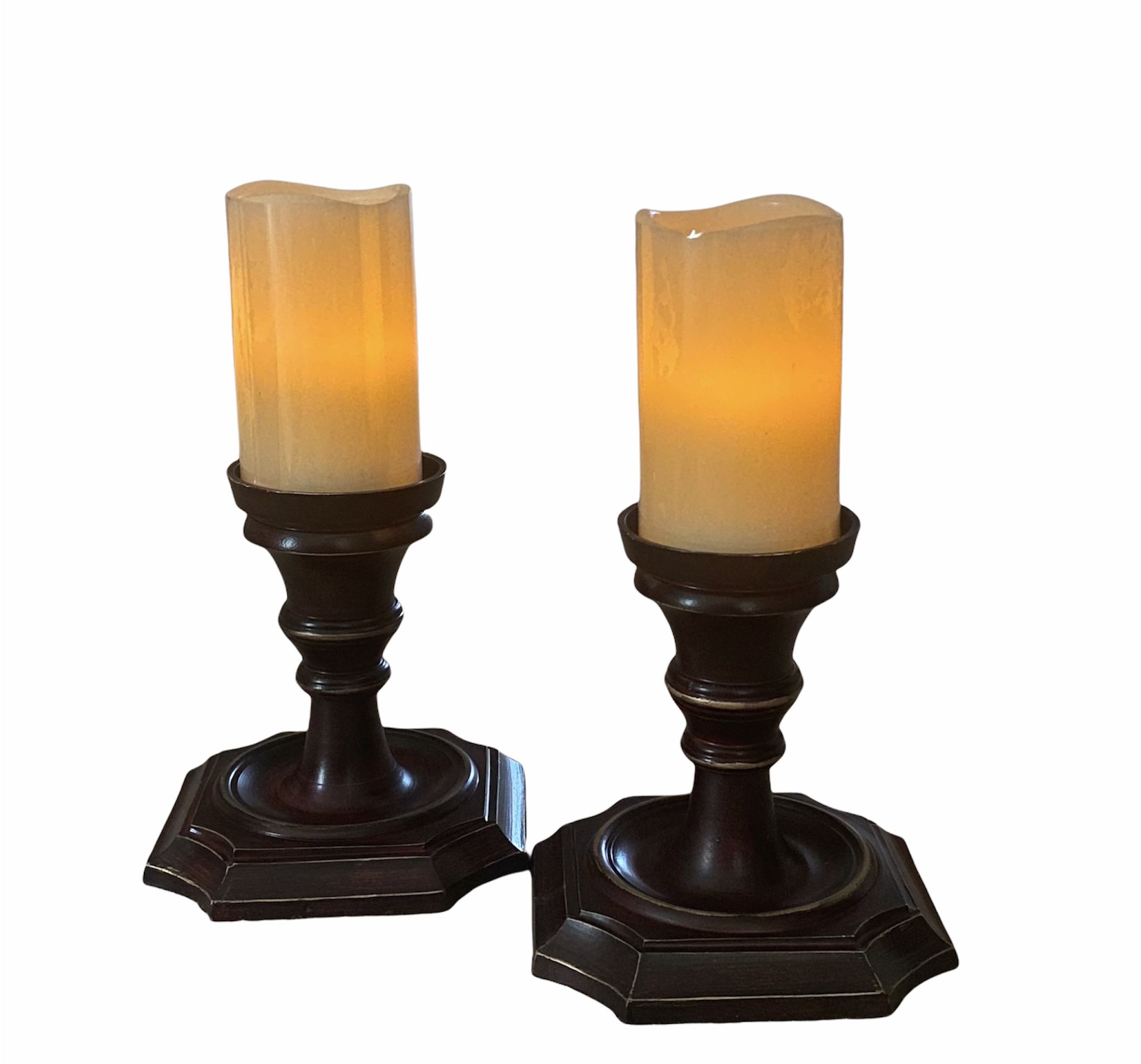 Pier 1 Imports Dark Brown Ceramic Pillar Candle Holders - New