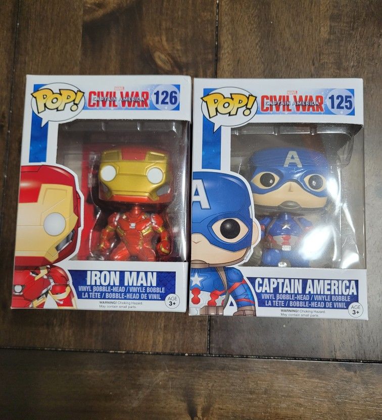 Funko Pop Iron Man And Captain America Bobble Head