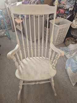 White wooden rocking chair