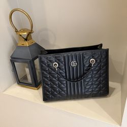 Gucci GG Marmont Tote Black Leather (Authentic)
