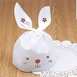 25Pcs Cartoon Rabbit Ear Cookie Bags