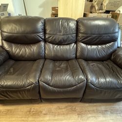 Dark Brown Leather Electric Recliner Loveseat recliner set w/USB outlets $700 OBO