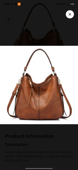 Brown Leather Hobo Crossbody Shoulder Bag