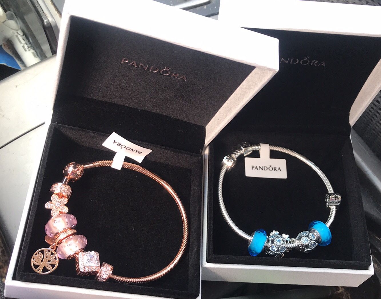 Pandora Bracelets With Charms Rose Gold & Silver Brand New $240 each.