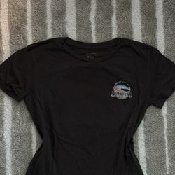 Billabong Women's Black Cotton Graphic T-Shirt Crew Neck Short Sleeve Size S